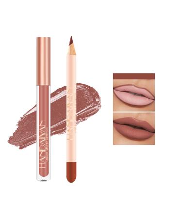Easilydays Matte Lip Liner Pen and Velvet Lipstick Set  12 Colors Lip Stain Long Lasting Waterproof  Non-Drying  Non Fading  Non-Stick Cup Lip Gloss High Pigment Red Peach Pink Apricot Amber Lip Gloss for Women Girls Lip...