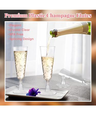 150 Clear Disposable Plastic Champagne Flutes - 5.5 Oz - Wedding Party Toasting Glasses - Buy Online on SooperMarket.com