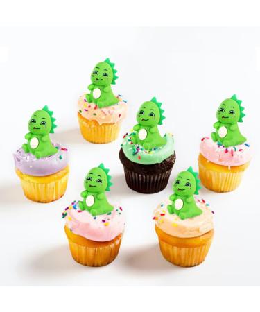 4 pieces green cartoon dinosaurs cupcake topers 3d cartoon dinosaur toys Torte decoration picks baby party birthday party cake decorations supplies dragon-9