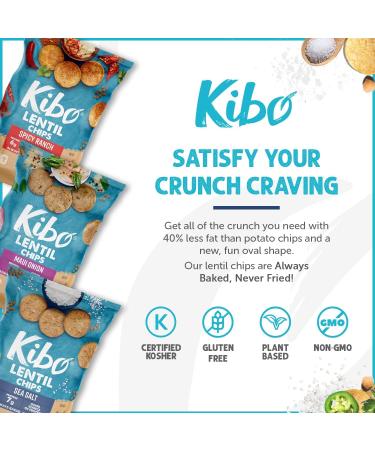Kibo Lentil Chips Variety Pack - Gluten-Free Vegan - Non-GMO - Plant-Based 28g - Maui Onion, Sea Salt, Spicy Ranch - 18 Pack - Buy Online on SooperMarket.com