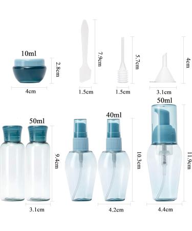 Rintal ZKSM Travel Bottles Set - 6 Empty Cosmetic Containers with Labels Funnel & Straw for Liquids - Perfect for Water & Emulsions (Blue & Transparent) - Buy Online on SooperMarket.com