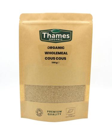 Organic Wholemeal Couscous - Nutritious and Flavorful - No Additives No Preservatives Raw Vegan and Non-GMO - Perfect for Salads Stews and Side Dishes - Thames Organic 500g