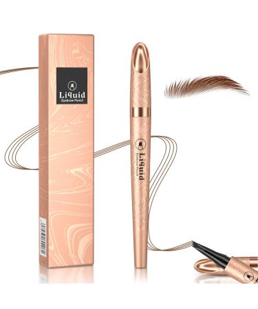Ey brow pencil waterproof eyebrow pen wiped-resistant liquid eyebrow pencils fast drying and durable welding effortlessly create natural eyebrow form (B-hell-brown)