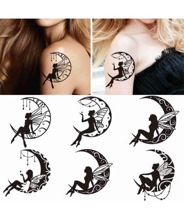 Dopetattoo 6 sheets Temporary Tattoos Fairy Moon Fake Tattoos for Women Girls 3.7x3.7 5