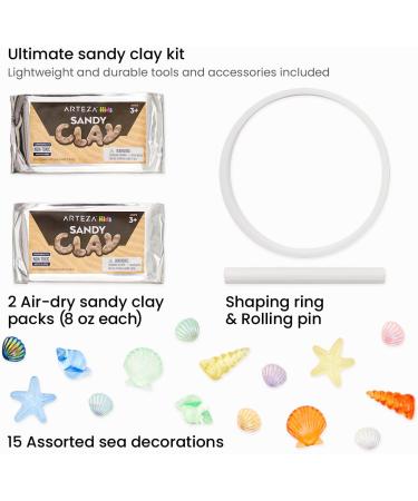 Arteza Kids Air-Dry Modeling Clay Kit - Handprint, Baby Footprint, and Paw Print Keepsake with Sandy Clay Tools - Kids Crafts and Sensory Play - Pack of 2 - Buy Online on SooperMarket.com