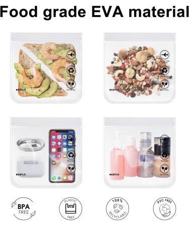 ECOHUB Airport Security Liquids Bags - TSA Approved Clear Travel Toiletry Bag (2 pcs) - 20 x 20cm - For Men and Women - Airline Approved - Buy Online on SooperMarket.com