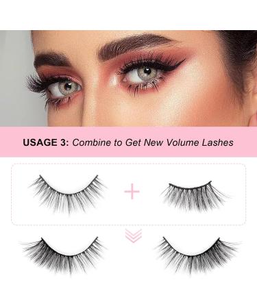Glowingwin Half Wispy Cat Eye False Eyelashes | Natural Look 10 Pairs Soft Handmade Reusable Faux Mink Corner Lashes - Buy Online on SooperMarket.com