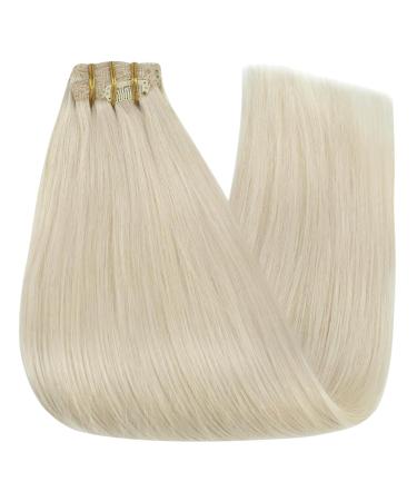 Youngsee Clip-in Extensions Real Hair 55cm Platinum Blonde - 120g Remy Hair Clips (7PCs) - #60A - Buy Online on SooperMarket.com