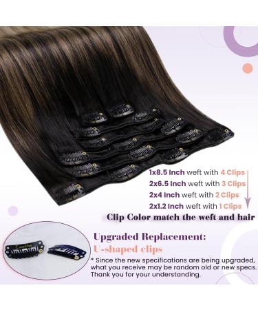 Laavoo Clip In Extensions | Real Hair Black Ombre Balayage | 35cm Invisible 7PCs 105g #1b/8/22 - Buy Online on SooperMarket.com