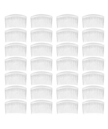 28 Pack Clear White Small Plastic Hair Side Comb With Long Teeth Hairpins Grips Barrettes Clamps Bows for Women Bridal Wedding Veil Decorative Headpiece Freach Twist Updo Bun Accessories