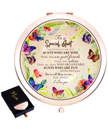 Wailozco Aunt Mirror Gifts for Aunt  Personalized Aunt Quote Rose Gold Compact Mirror Gifts for Aunt from Niece  Unique Meaningful Aunt Birthday Special Aunt