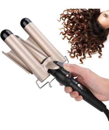 KUIKUI Three Barrel Curling Iron Wand for Effortless S-Shaped Waves - Adjustable Hair Curler Waver Crimper Hair Styling Tool - Buy Online on SooperMarket.com