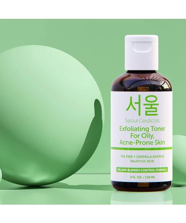 Korean Tea Tree Exfoliating Toner for Oily Acne Prone Skin | Centella Asiatica + Salicylic Acid | K Beauty Skincare 4oz - Buy Online on SooperMarket.com