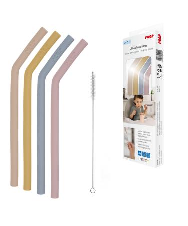 Silicon straws for toddlers and children |From 24 months |Set made of 4 straws in bright colors |Including practical cleaning brush