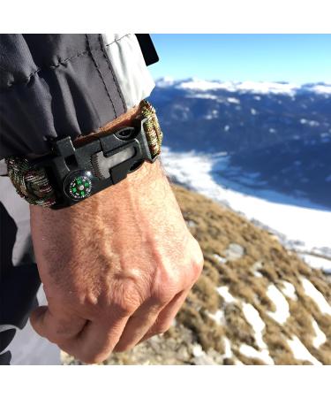 Zsmjaer Survival Bracelet Set - 2-Piece Multifunction Paracord with Flint Pipe and Compass for Outdoor Adventures Black-Green - Buy Online on SooperMarket.com
