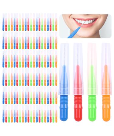 ACBOOR 100 pieces interdental brushes Zw ngerb cnebrush dental brushes tooth space brush brushed reusable for cleaning tooth cleaning Tool between the teeth red blue light green orange