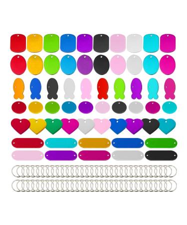 Dog brand blank pet-metal name shield round square heart pendant with hole for dogs cats pets name tag 72 pieces