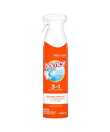 Bounce Wrinkle Release Spray, 3 in 1 Odor Eliminator, Anti Static and Fabric Refresher Spray, Rapid Touch-Up, 9.7 Fl Oz Pack of 1
