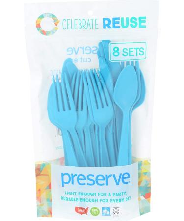 Preserve On-the-Go Cutlery Set, 24-Pack - Aqua | Eco-Friendly Kitchen Supplies - Buy Online on SooperMarket.com