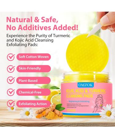 Turmeric Kojic Acid Cleansing Pads | Acne Scars & Pigmentation Treatment | Firming Facial Cleansing Pads | 50PCS for Clean Skin & Pore Care - Buy Online on SooperMarket.com