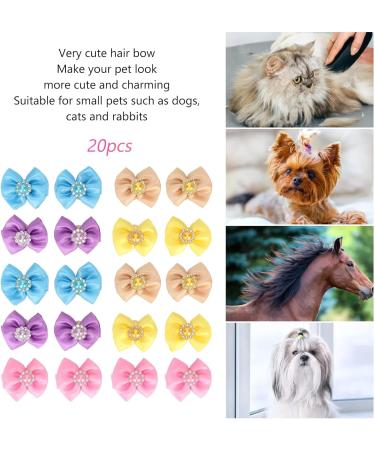 Agatige 20Pcs Dog Bows Small Dog Topknots Dog Hair Bows Dog Assesoriess Dog Bows Grooming with Rubber Band Puppy Hair Bows Cute Pet Small Hair Bowknot Grooming Accessories - Buy Online on SooperMarket.com