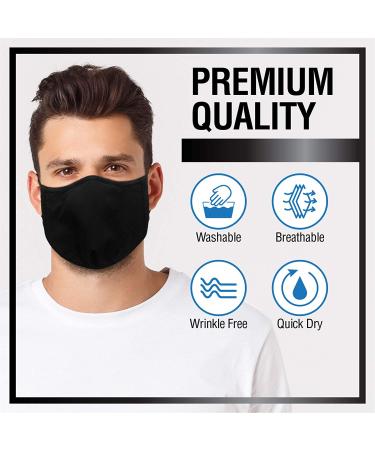 Reusable Washable Face Mask - Adjustable Ear Loops & Nose Wire - 3 Layer with Cotton Filter - Unisex (2Pack) - Buy Online on SooperMarket.com
