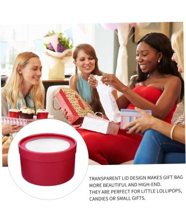 HOMSFOU Candy Jars Boxes round case mini round open the window chic biscuit box Christmas box Christmas container packing box gift box candy box christmas eve max sweets gift candy jar - Buy Online on SooperMarket.com