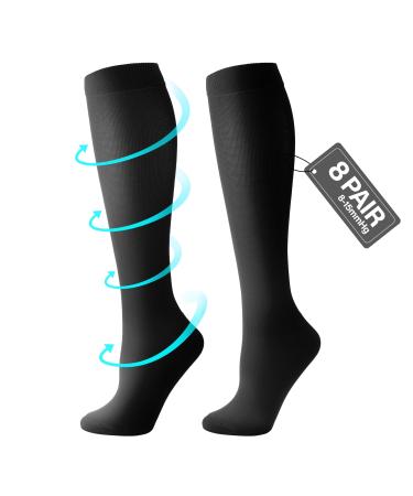 Cambivo 8 pair compression stockings women men support stockings compression socks 8-15 mmHg for relaxation running flight work compression socks for daily wearing L-XL