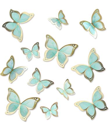 Blumomon 30-Piece 3D Butterfly Cake Topper Decorations - Green & Gold Border Mixed Sizes for Weddings Baby Showers & Birthdays - Perfect Cupcake Picks - Buy Online on SooperMarket.com