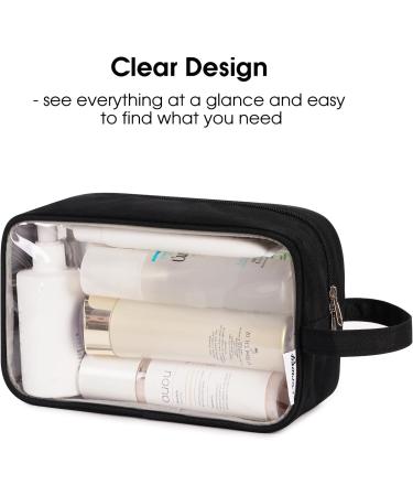 Narwey Clear Travel Toiletry Bag for Women - Black Makeup Organizer Dopp Kit for Toiletries & Cosmetics - Buy Online on SooperMarket.com