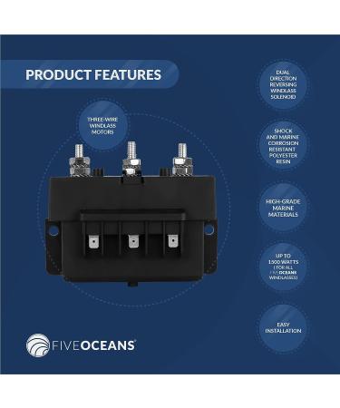 Five Oceans FO3293 Dual Direction Reversing Windlass Solenoid - 12V, 1500W - Marine Grade Materials - Easy Install - Buy Online on SooperMarket.com