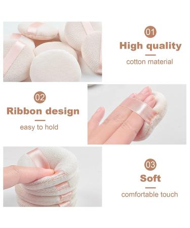 10-Piece Pure Cotton Powder Puff Set for Face Makeup Velour Puffs with Ribbon Applicator for Loose Powder & Foundation - Buy Online on SooperMarket.com