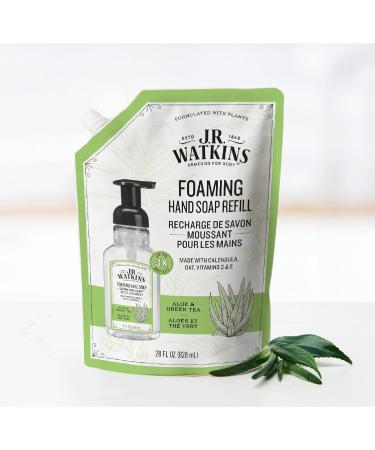 J.R. Watkins Aloe & Green Tea Foaming Hand Soap Refill - 28 fl oz (Pack of 3) | All Natural, Moisturizing, Alcohol-Free, Cruelty-Free, USA Made - Buy Online on SooperMarket.com
