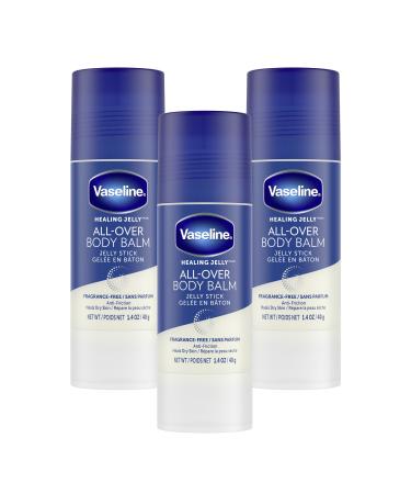 Vaseline All Over Jelly Balm Stick Healing Jelly Skin Care Unscented 40g (Pack of 3) Skin Moisturizer