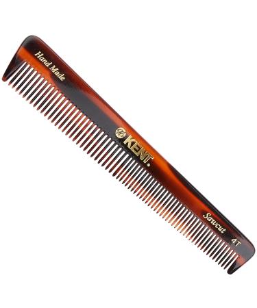 Kent Brushes Handmade Combs Range 4T Medium Size Coarse and Fine Comb Brown 1 Count (Pack of 1)