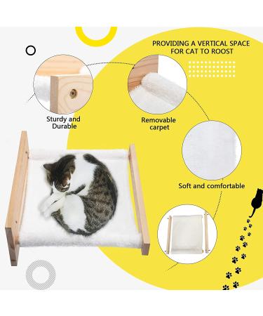 COZIWOW Wall Mounted Cat Hammock Bed - Sturdy Kitty Shelf for Sleeping & Playing | Premium Kitten Furniture - Holds up to 22 lbs | White Flannel - Buy Online on SooperMarket.com
