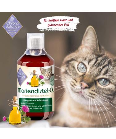 Chronobalance Mary Thistle Oil for Cats - Natural Nutritional Supplement - 500ml Supports Fur Change Rich in Vitamin E Omega-6 & Omega-9 - International Shipping Available - Buy Online on SooperMarket.com