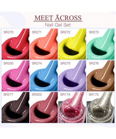 MEET ACROSS 12pcs Gel Nail Polish Set - Winter Series | Shimmer Nail Art Design | UV LED Lamp Kit for Women | Manicure Salon Gifts | 8 ml-0.28FL.OZ - Buy Online on SooperMarket.com