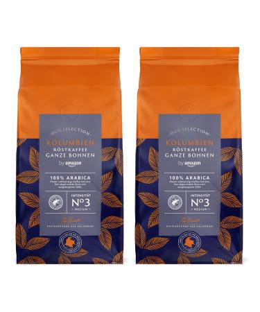 by Amazon Colombia Coffee Beans Medium Roast 1 kg 2 Packs of 500 g - Rainforest Alliance Certified