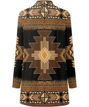 Apfopard Women Aztec Print Long Sleeve Cardigan - X-Large, Brown - Buy Online on SooperMarket.com