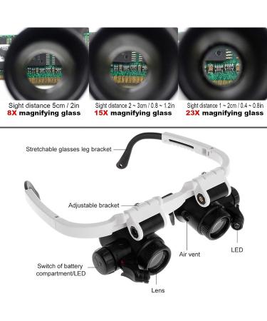 Headband Head Magnifying Glass  Reading Head Loupe  Glasses Magnifier Head Wearing Magnifying Glass with LED Light for Reading Repairing - Buy Online on SooperMarket.com