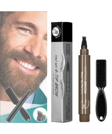 Elmys Beard Filling Pen Waterproof Beard Filling Pen Kit Long Lasting Coverage Beard Pencil Filler for Men Black Shape & Define Your Beard Natural (Light Brown)