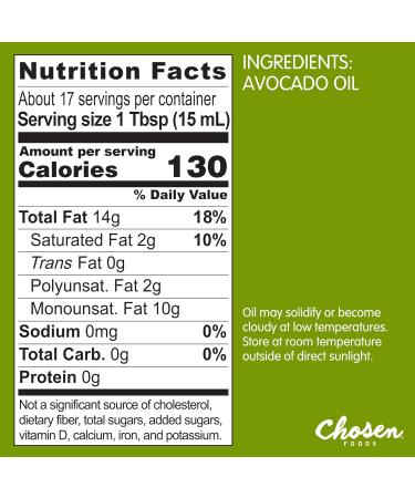 Chosen Foods 100% Pure Avocado Oil - Keto, Paleo, and Kosher - 8.4 fl oz - Buy Online on SooperMarket.com
