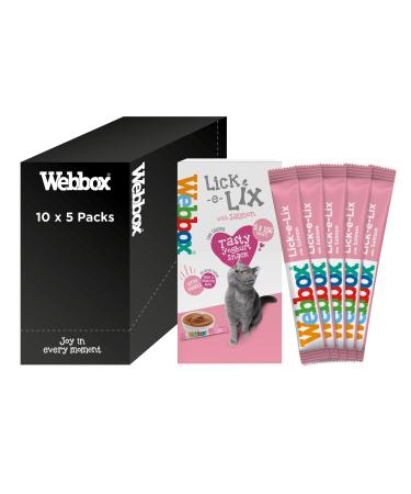 Webbox Lick-e-Lix Cat Treats Salmon - Kitten Friendly Grain and Gluten Free No Artificial Preservatives or Colours (10 x 5 Packs)