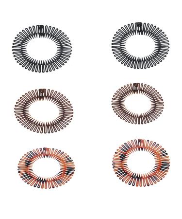 YALLNASL Girls Flexible Plastic Circle Zig Zag Hair Bands for Women's Hair No Slip Spiral Headband Stretch Hair Combs Headband 6 Pieces 3 Colors