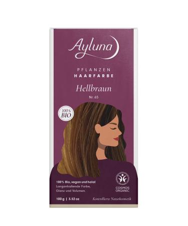 Ayluna plant hair 65 light brown vegan hair color with henna Indian Krapp Fenugreek & Chamomile for a long -lasting color gloss & volume ammonia -free 100% gray hair cover 100g light brown (1 Pack)