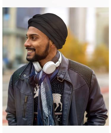 Satin Lined Halo Turban Set for Men - X-Large Black & Dark Heather Grey - Buy Online on SooperMarket.com