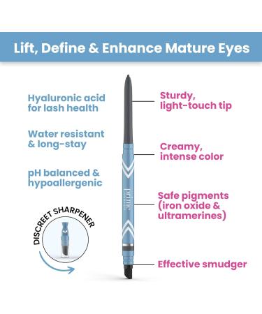 Prime Prometics PrimeEyes Glide Eyeliner for Mature Women Waterproof Long-Stay and Mess-Proof Gel Cream Texture Discreet Sharpener and Effective Smudger (Smoky) - Buy Online on SooperMarket.com