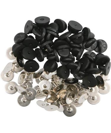 Tie Tacks Blank Pins - 50 Pairs with PVC Rubber Pin Backs for Badge Insignia DIY Crafts - Buy Online on SooperMarket.com
