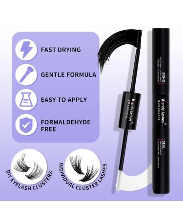 DIY Lash Extensions Set - Cluster Lashes with Eyeholder Bond & Seal - C3+C9-C Curl (12-16mm) Kit for At-Home Application - Buy Online on SooperMarket.com
